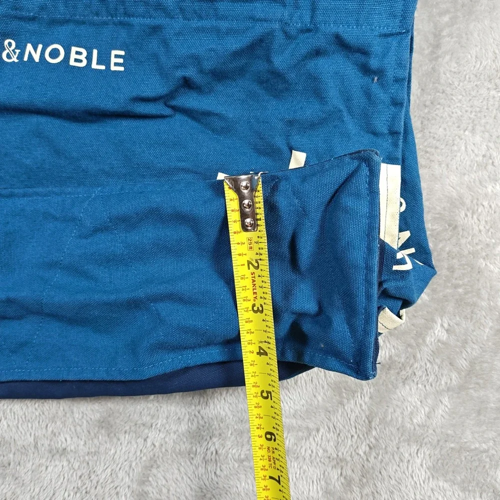 Barnes Noble Tote Bag Medium Blue Organic Cotton Book Print Library Fair Trade